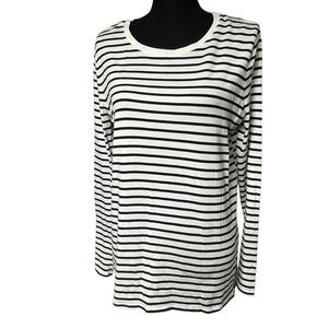 Merona Black and White Striped Pima Cotton Long Sleeve Tee